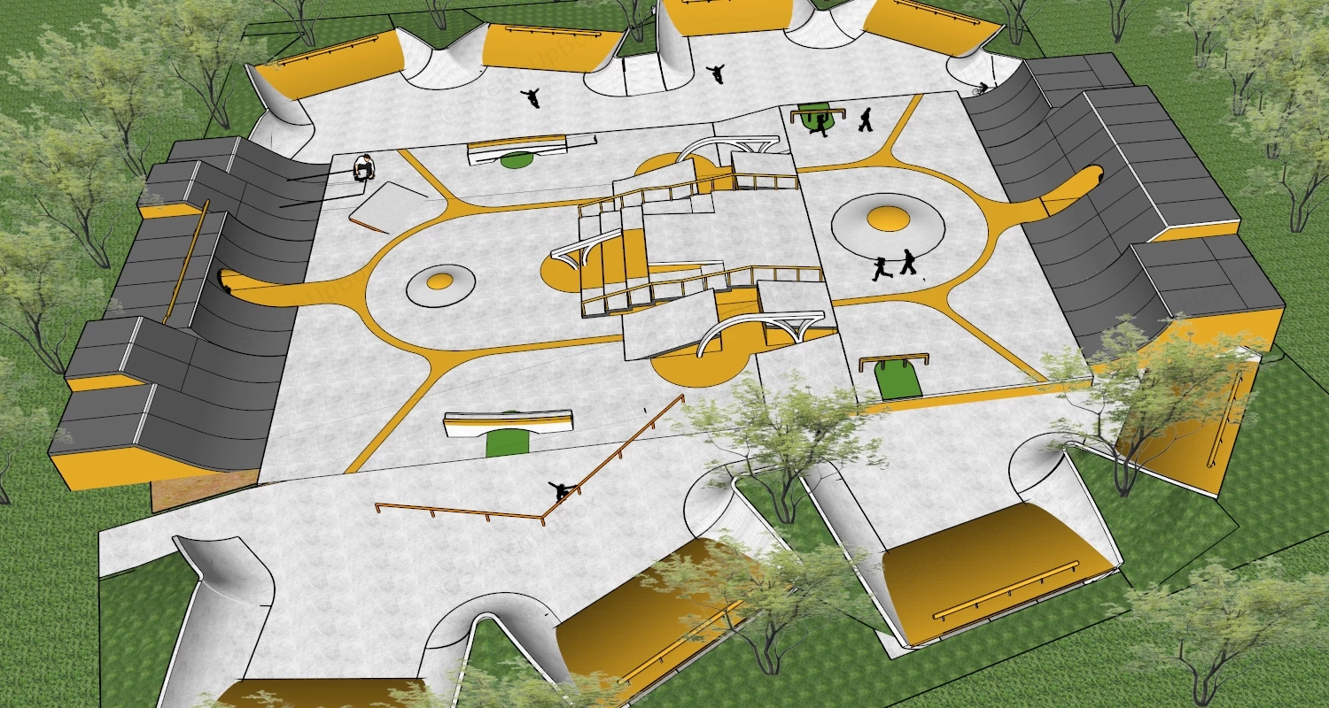 Skateboard Skate Park sketchup model preview - SketchupBox