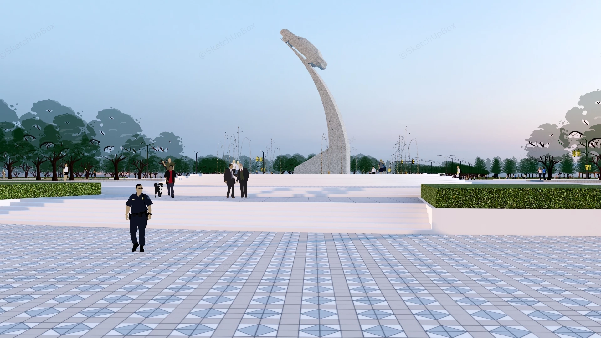 Road Junction Landscape Design sketchup model preview - SketchupBox