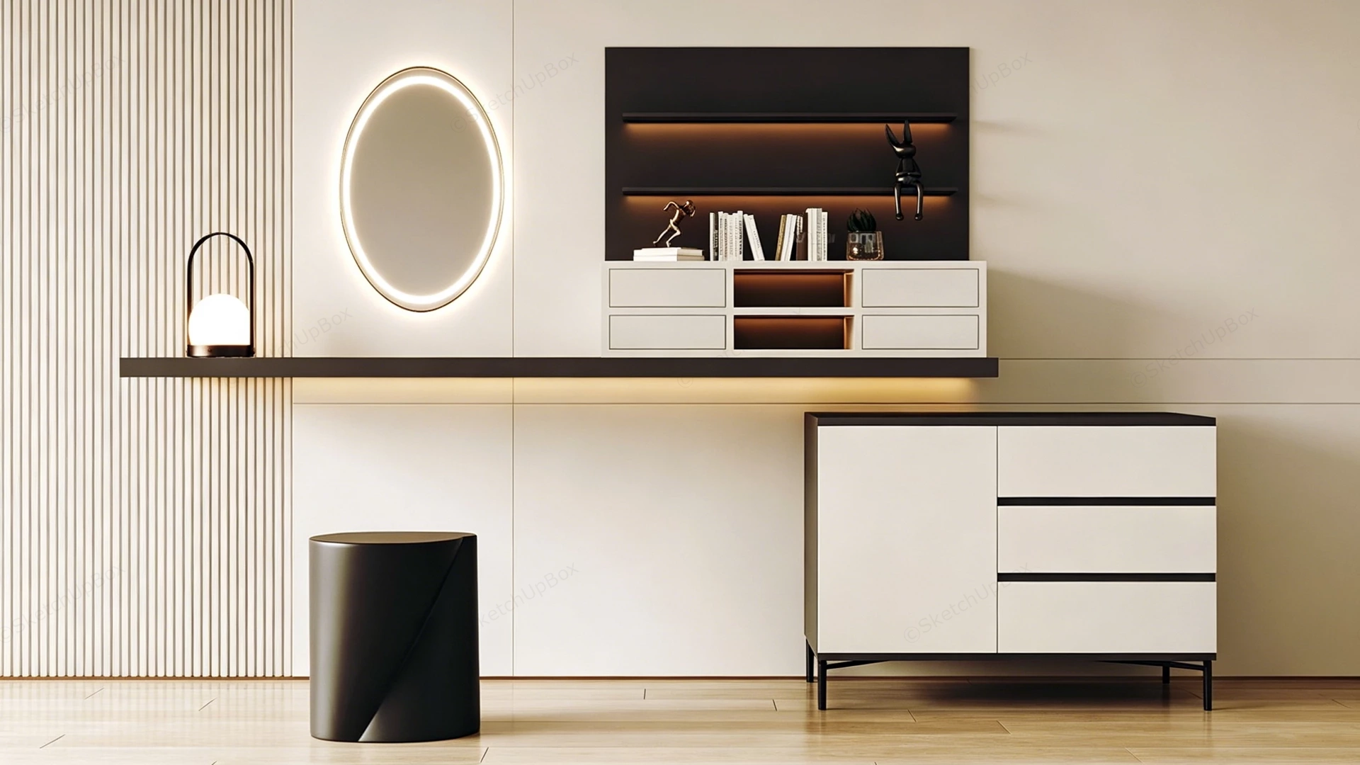 Modern Dressing Table With Storage sketchup model preview - SketchupBox