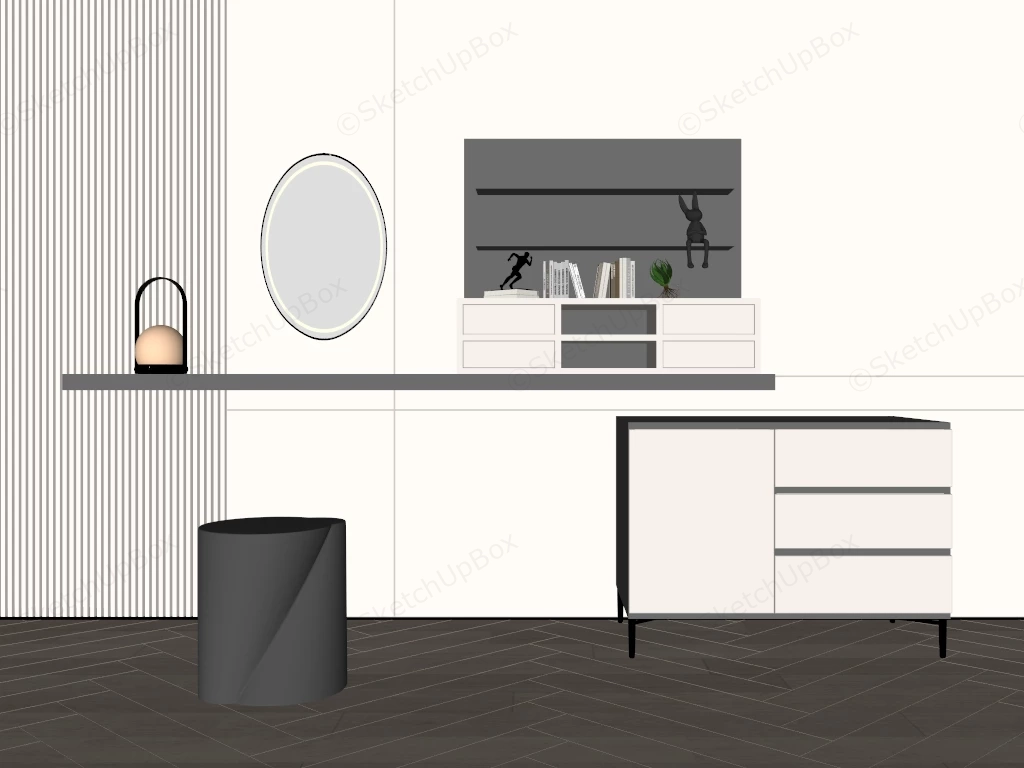 Modern Dressing Table With Storage sketchup model preview - SketchupBox