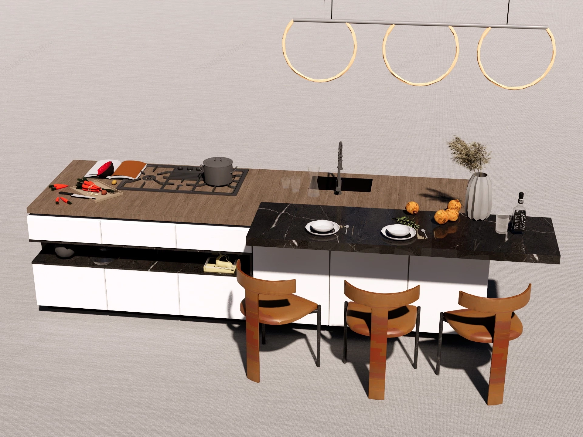 Kitchen Island With Seating sketchup model preview - SketchupBox