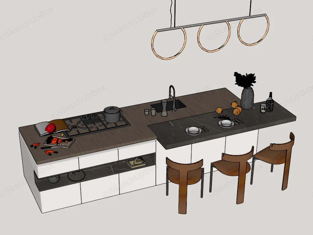 Kitchen Island With Seating sketchup model preview - SketchupBox