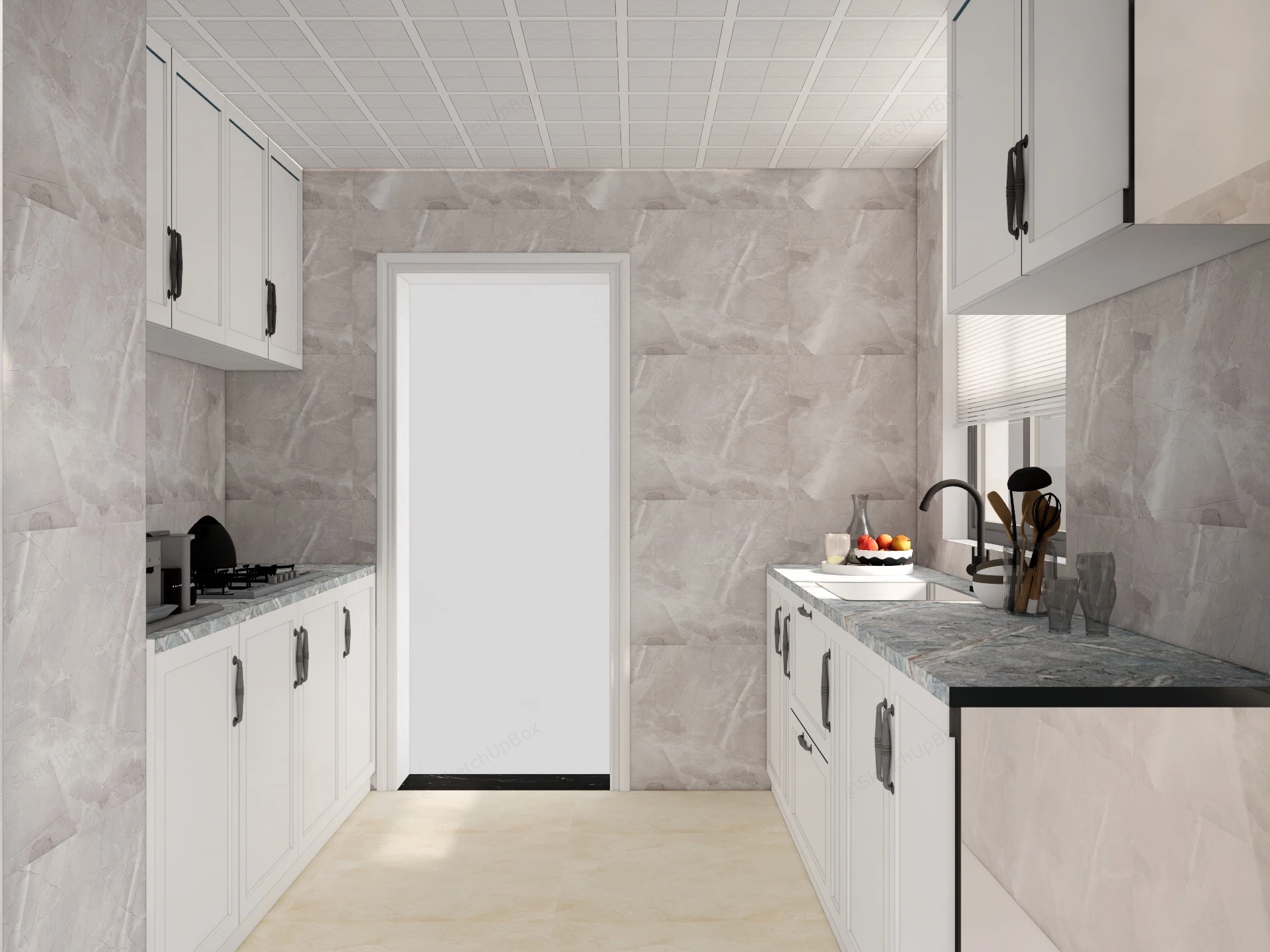 Small 2 Sided Galley Kitchen sketchup model preview - SketchupBox