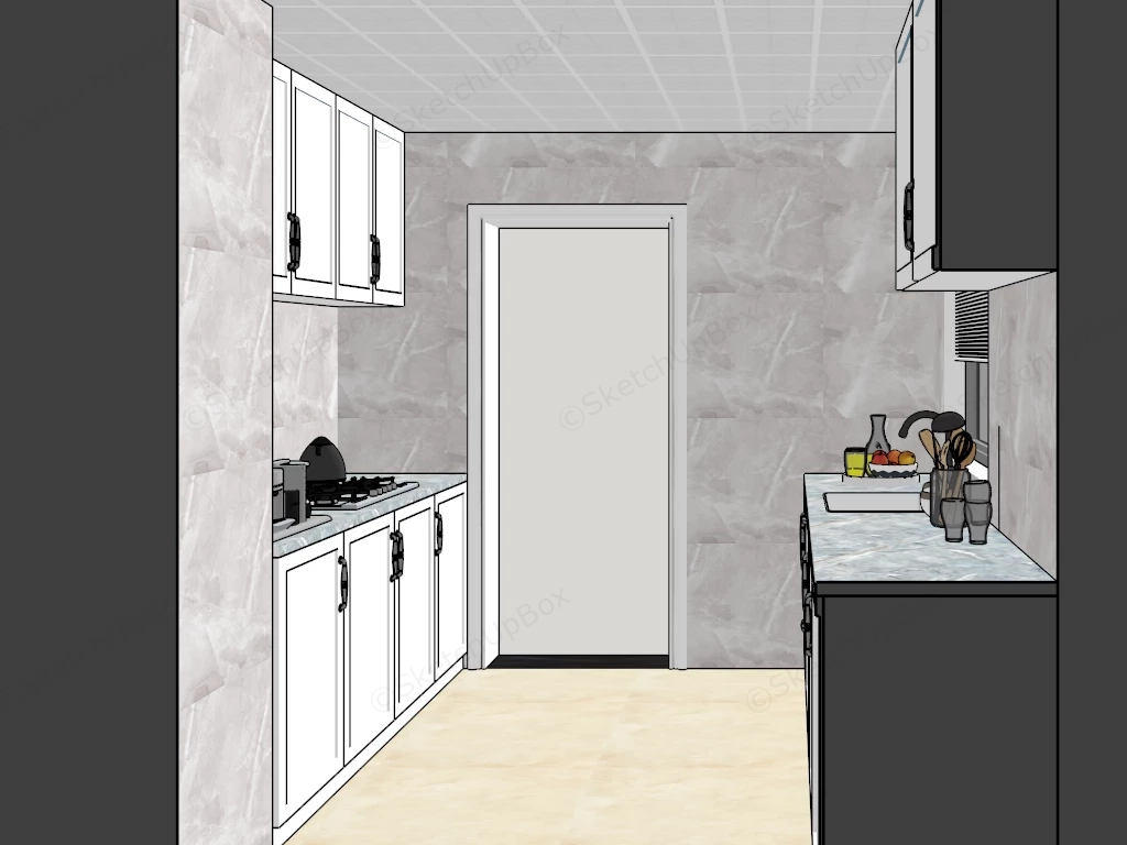 Small 2 Sided Galley Kitchen sketchup model preview - SketchupBox