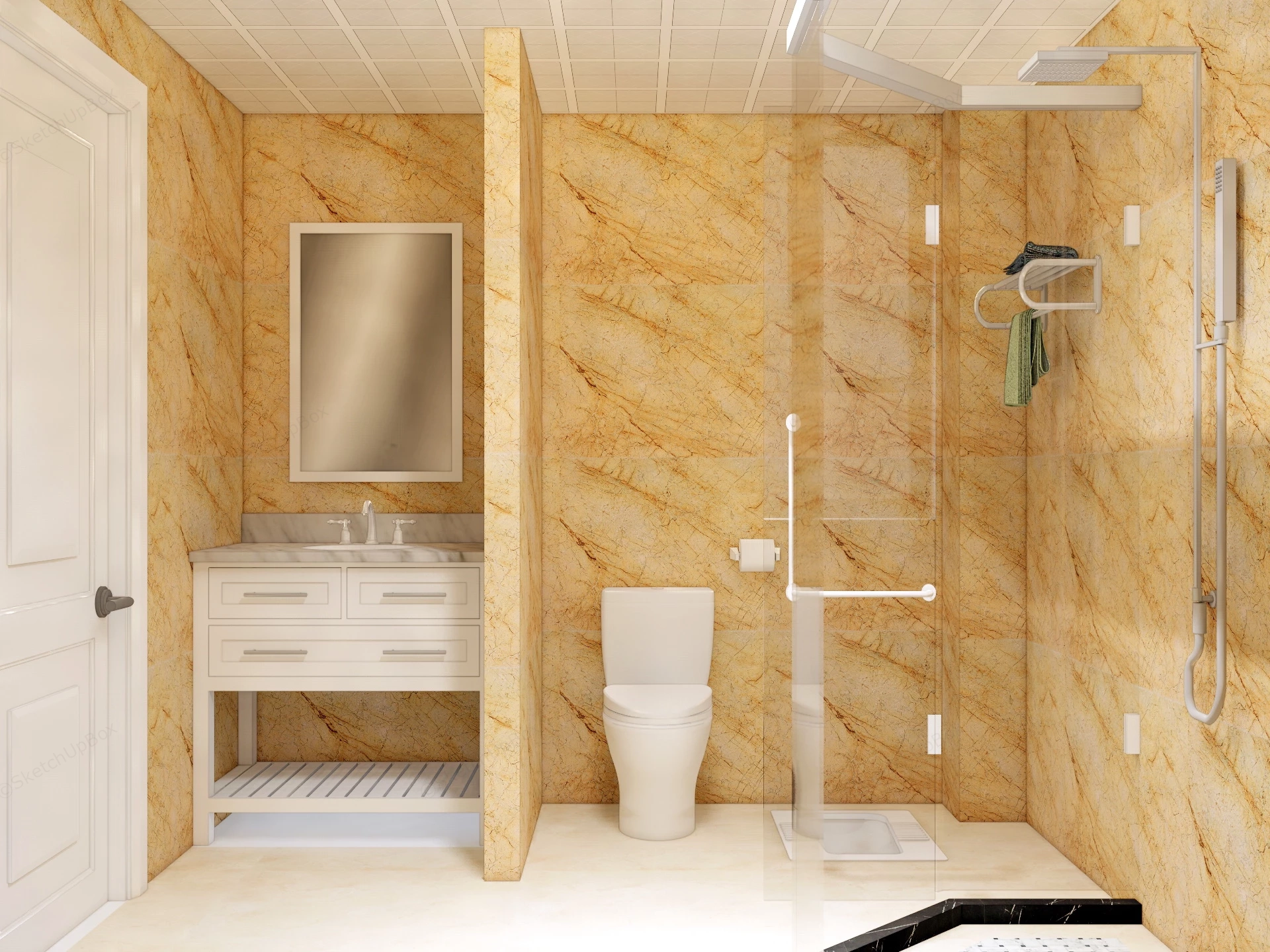 Small Bathroom With Shower sketchup model preview - SketchupBox