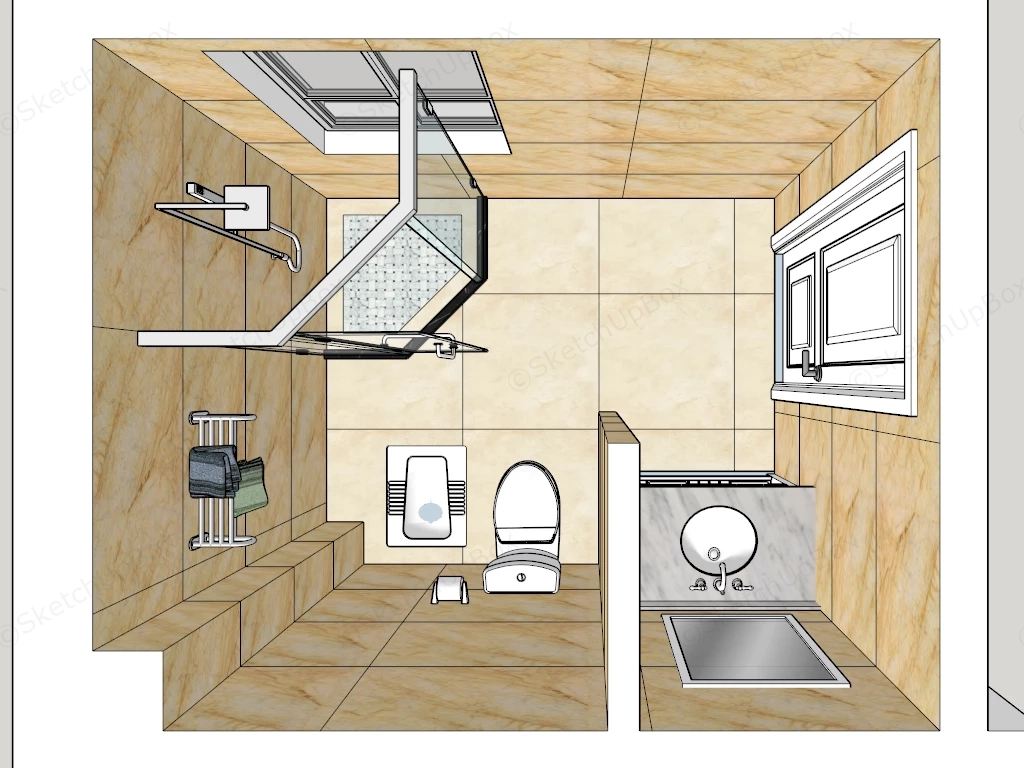 Small Bathroom With Shower sketchup model preview - SketchupBox
