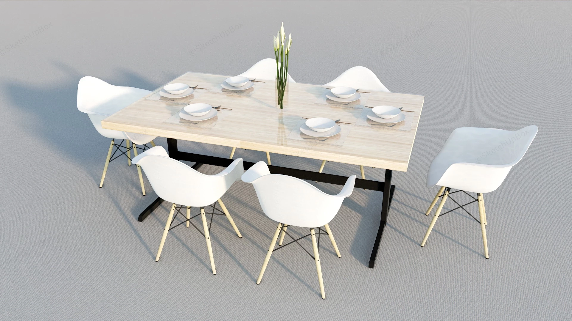 7 Piece Dining Set sketchup model preview - SketchupBox