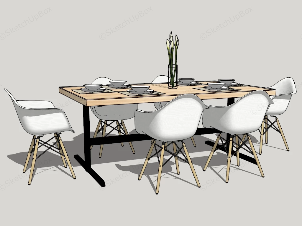 7 Piece Dining Set sketchup model preview - SketchupBox