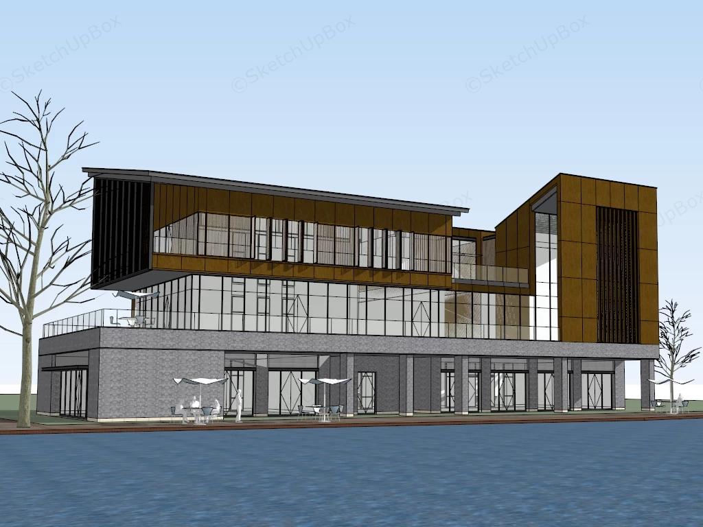 Waterfront Clubhouse Design sketchup model preview - SketchupBox