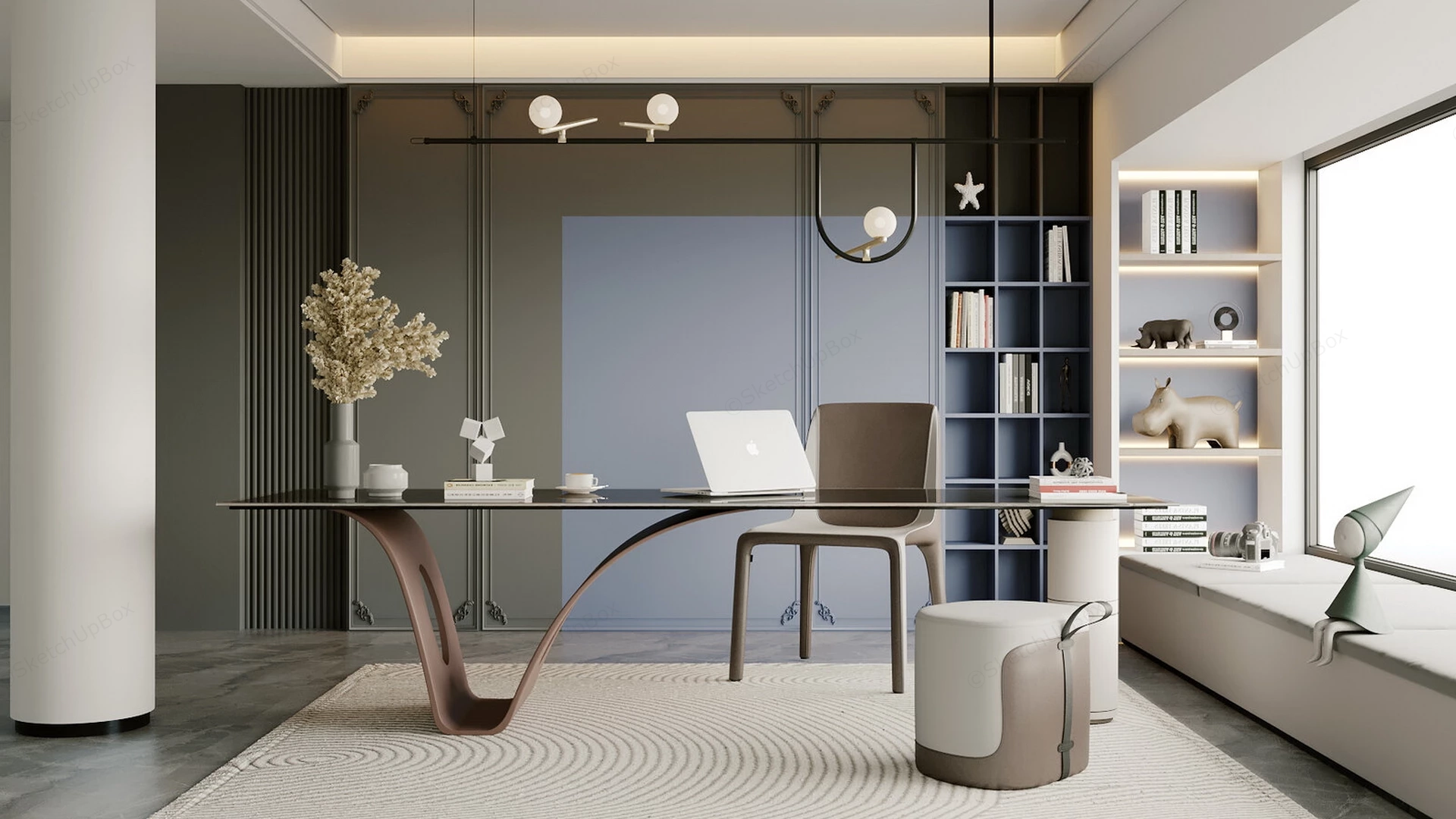 Modern Luxury Home Office sketchup model preview - SketchupBox