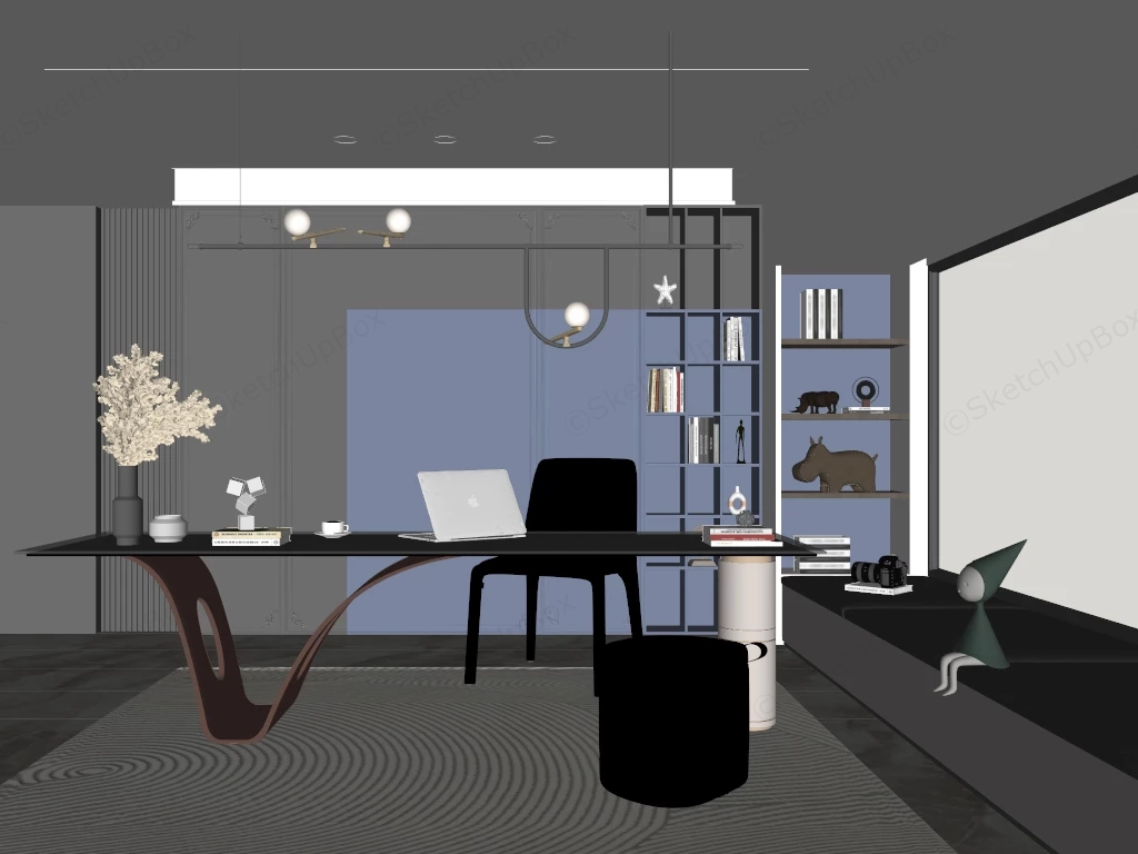 Modern Luxury Home Office sketchup model preview - SketchupBox
