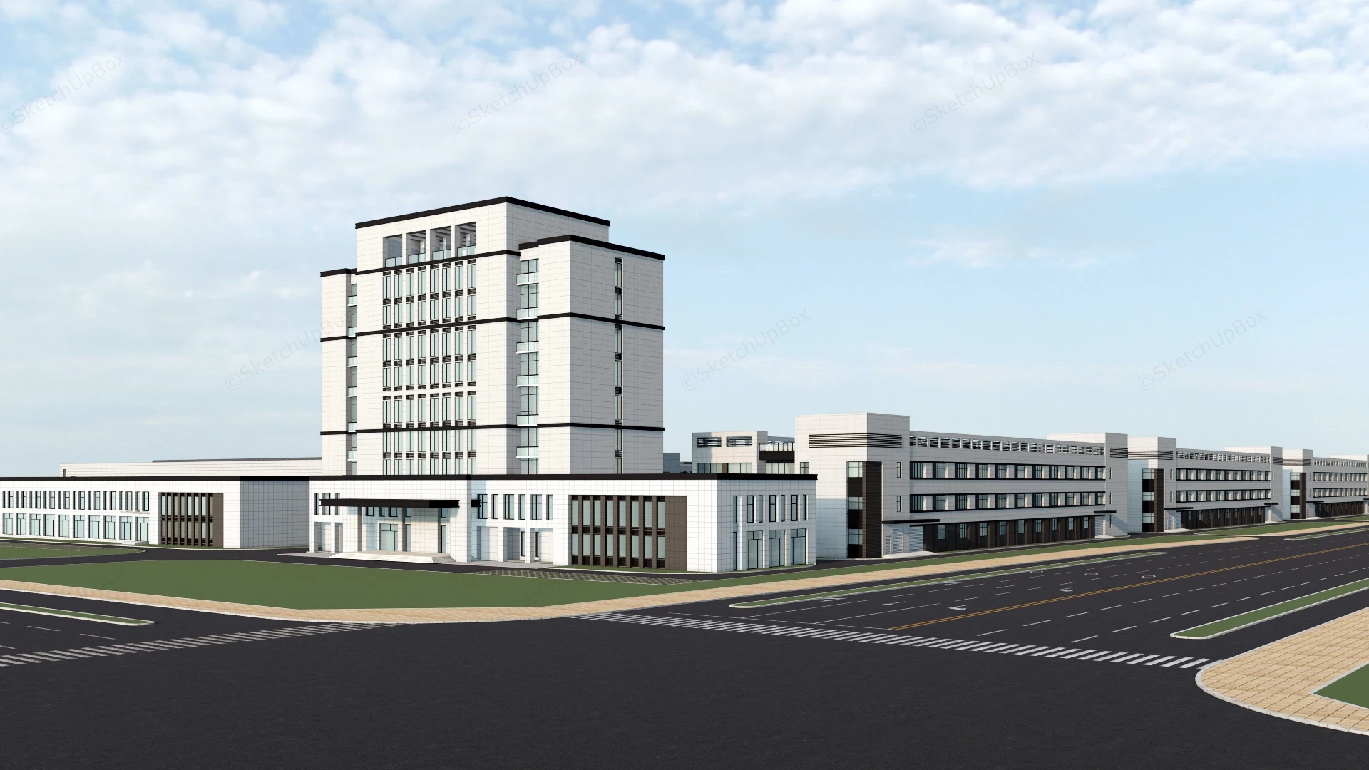Industrial Park Building sketchup model preview - SketchupBox