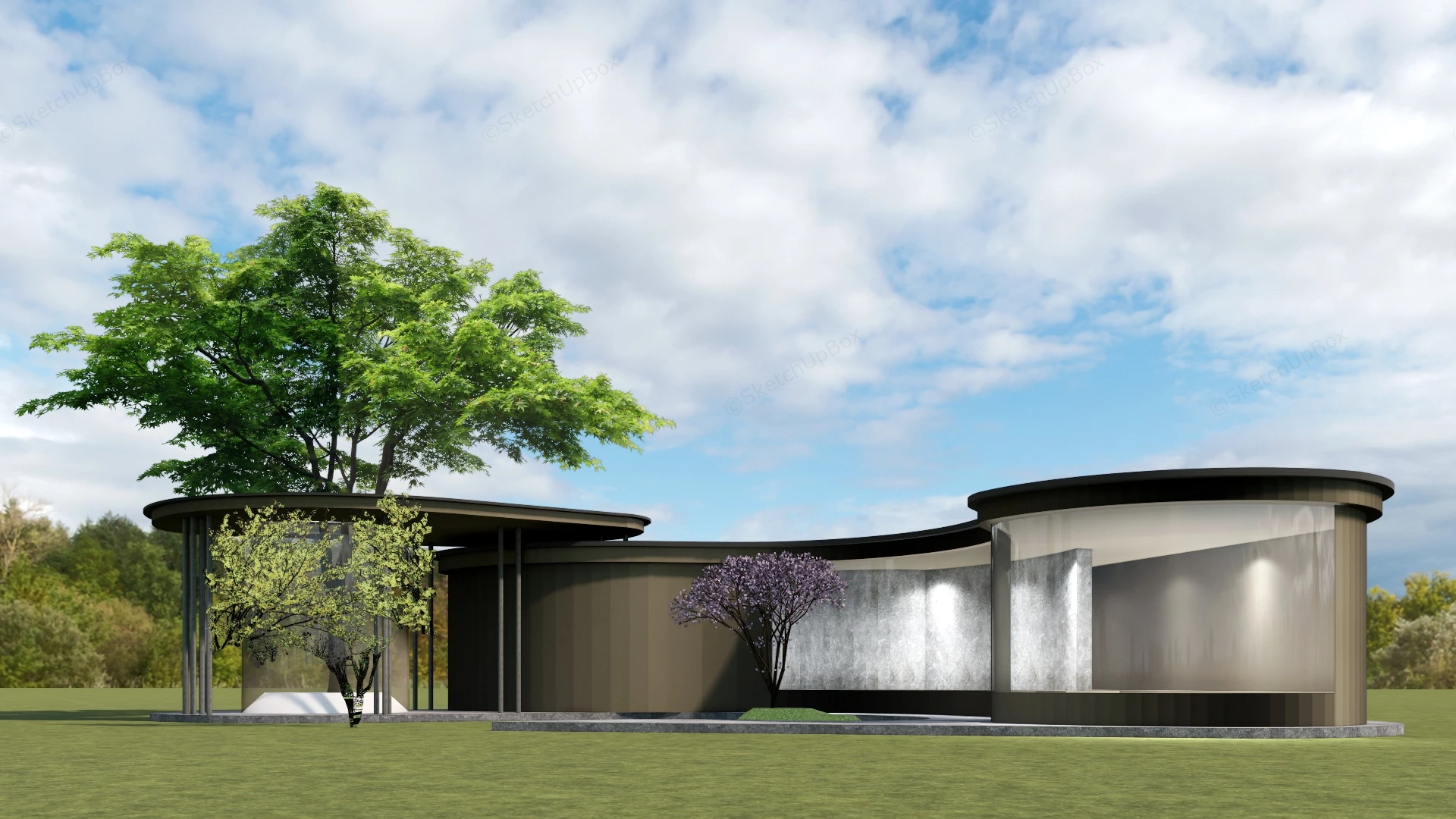 Curved Glass Pavilion sketchup model preview - SketchupBox
