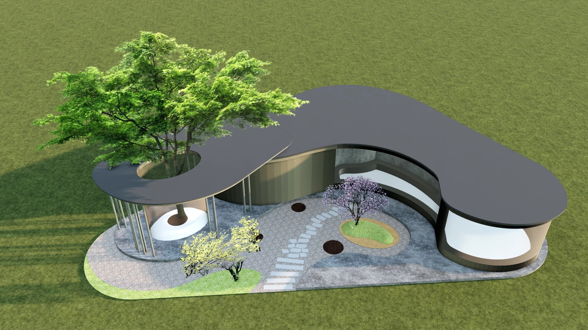 Curved Glass Pavilion sketchup model preview - SketchupBox