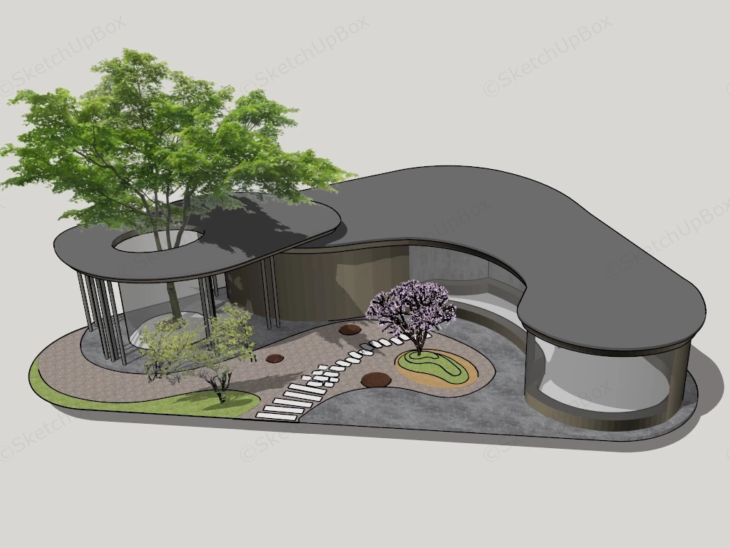 Curved Glass Pavilion sketchup model preview - SketchupBox