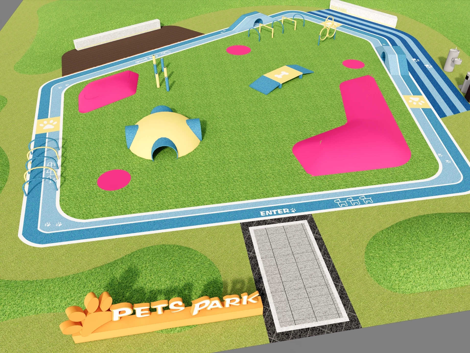 Dog Play Park sketchup model preview - SketchupBox