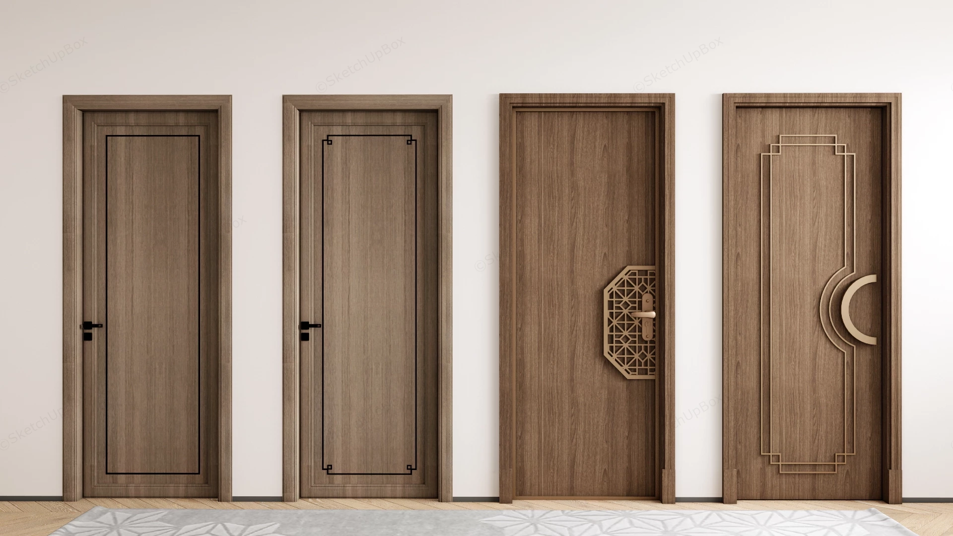 Wood Interior Door Designs sketchup model preview - SketchupBox