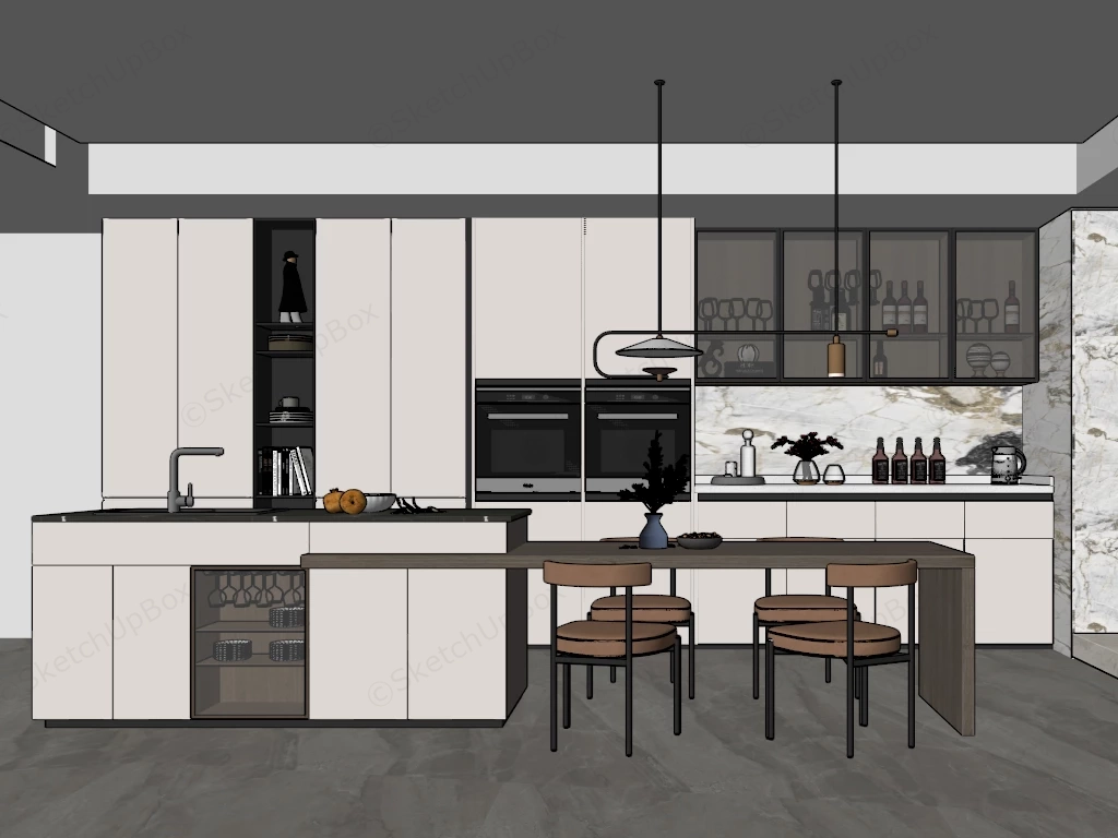 Residential Modern Home Bar Design sketchup model preview - SketchupBox