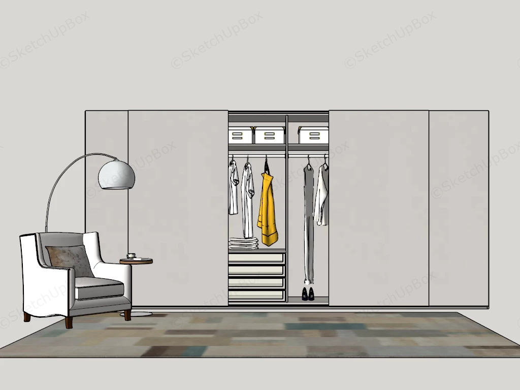 Sliding Door Wardrobe Closet sketchup model preview - SketchupBox