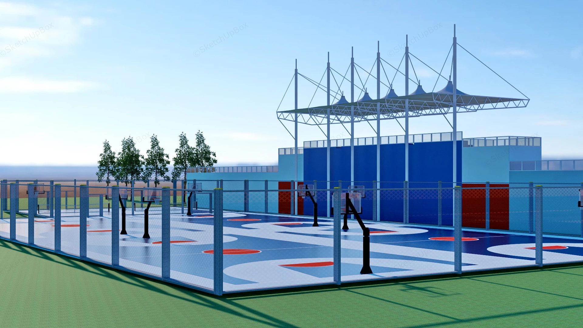 Athletic Grandstand Architecture sketchup model preview - SketchupBox