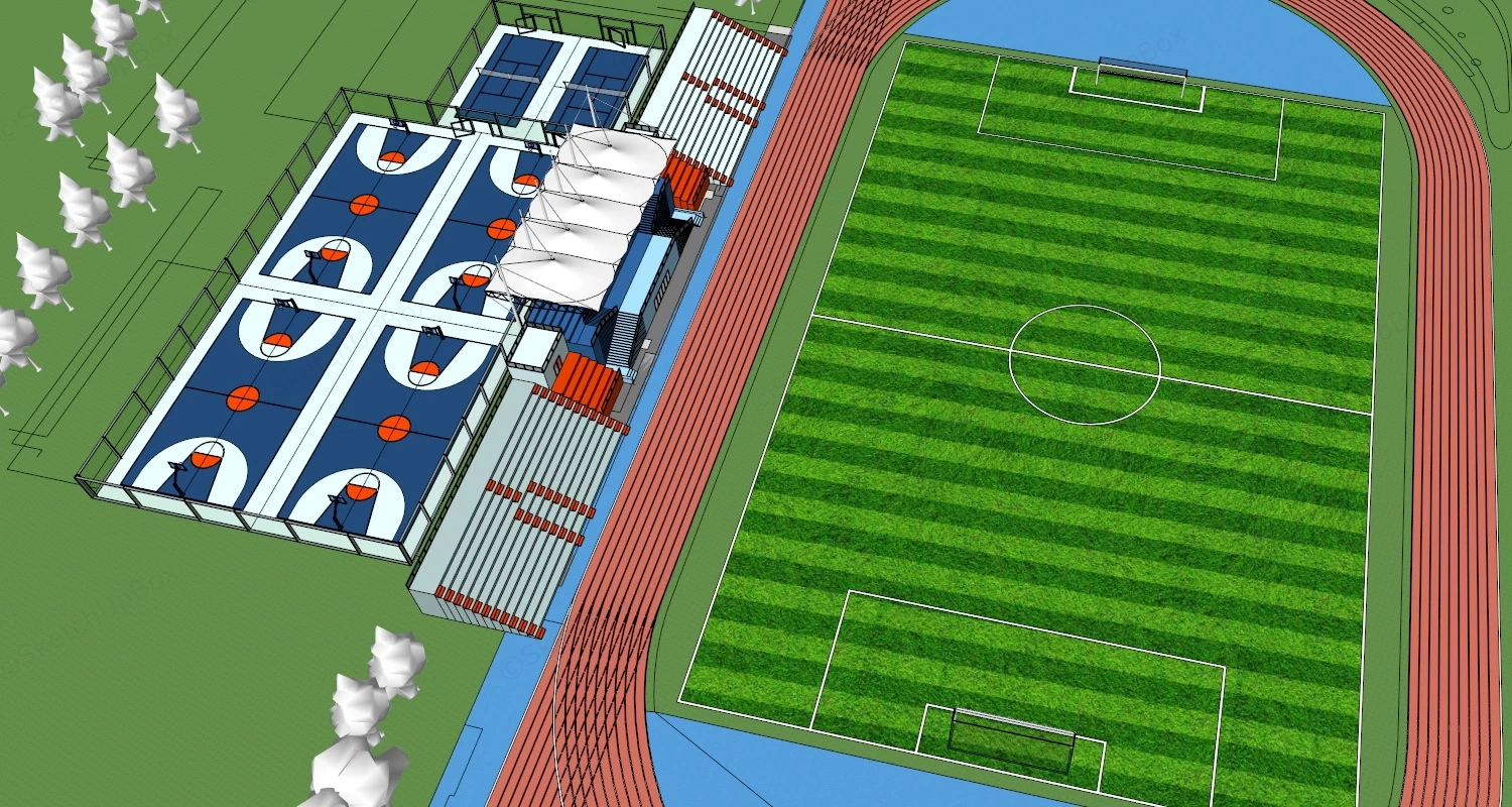 Athletic Grandstand Architecture sketchup model preview - SketchupBox