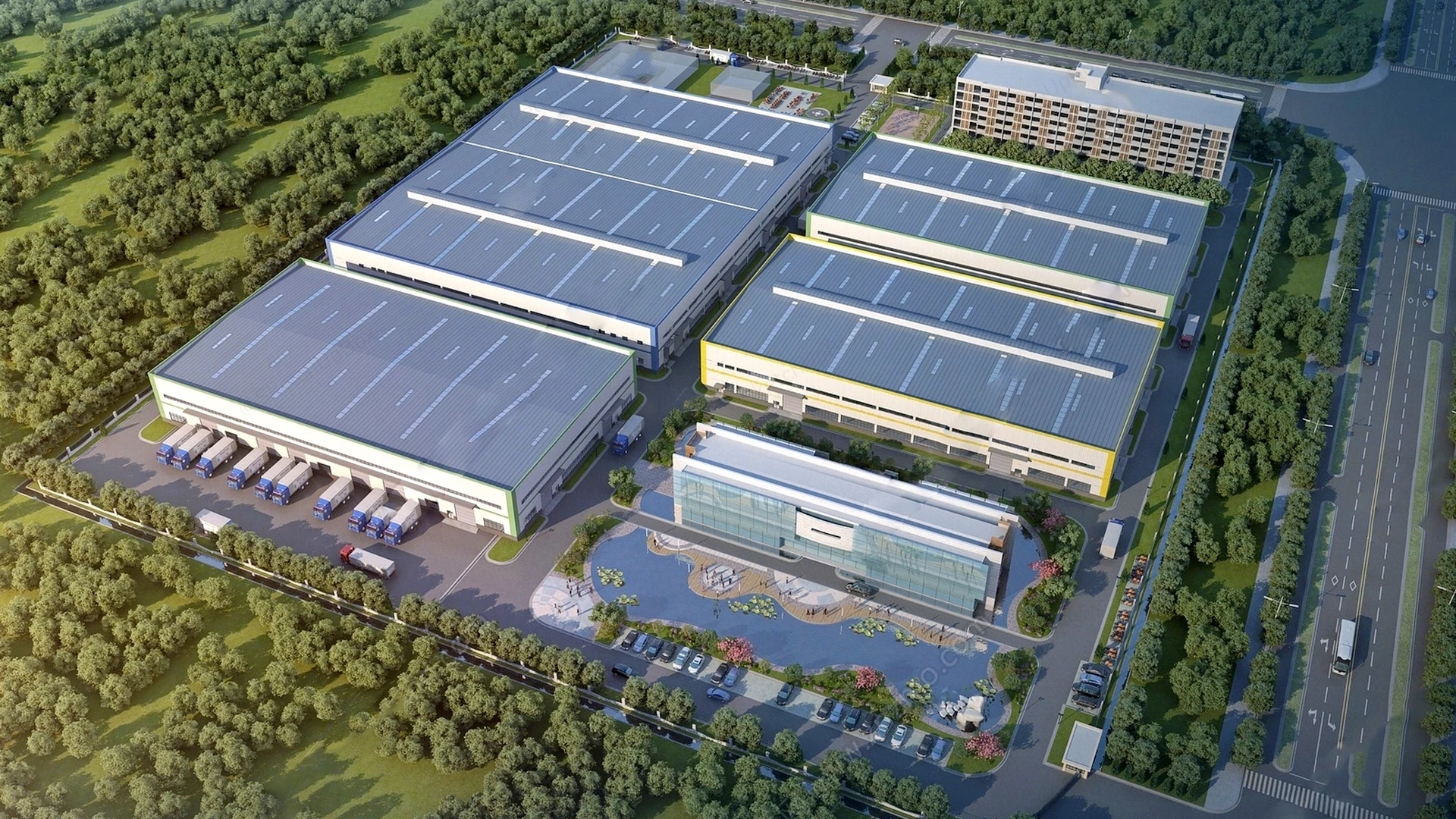 Modern Logistics Park sketchup model preview - SketchupBox