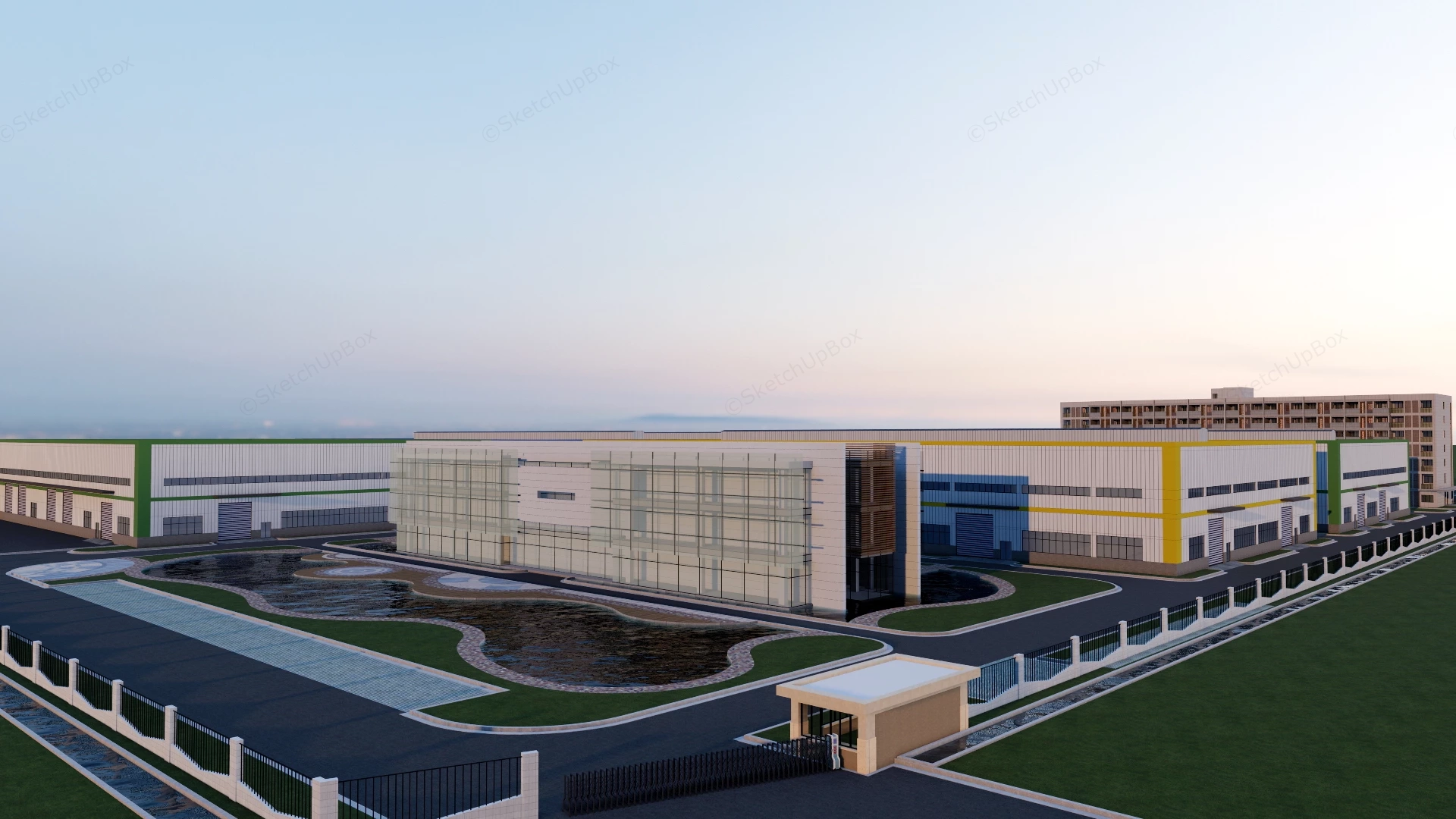Modern Logistics Park sketchup model preview - SketchupBox