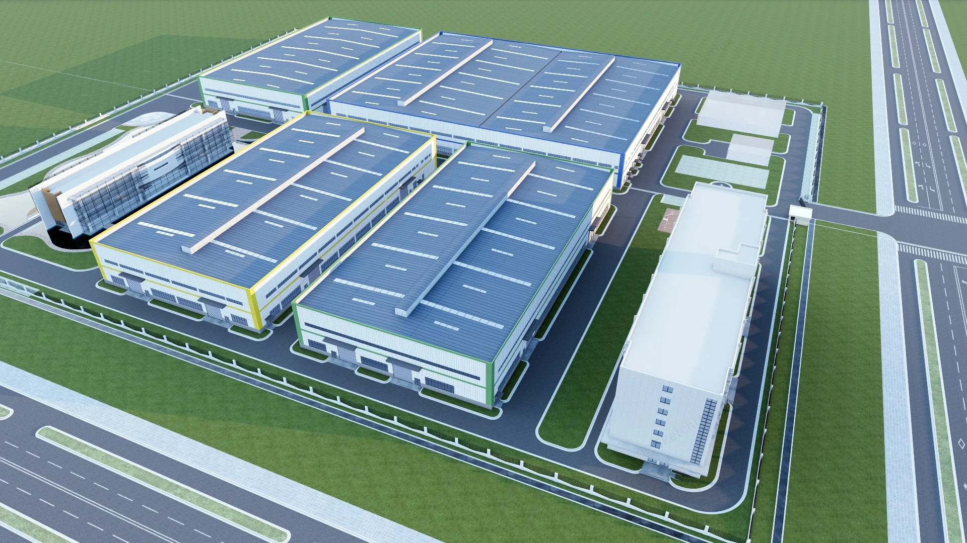 Modern Logistics Park sketchup model preview - SketchupBox