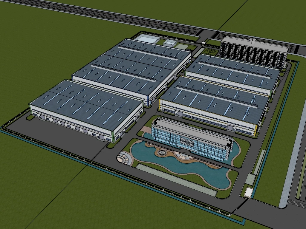 Modern Logistics Park sketchup model preview - SketchupBox