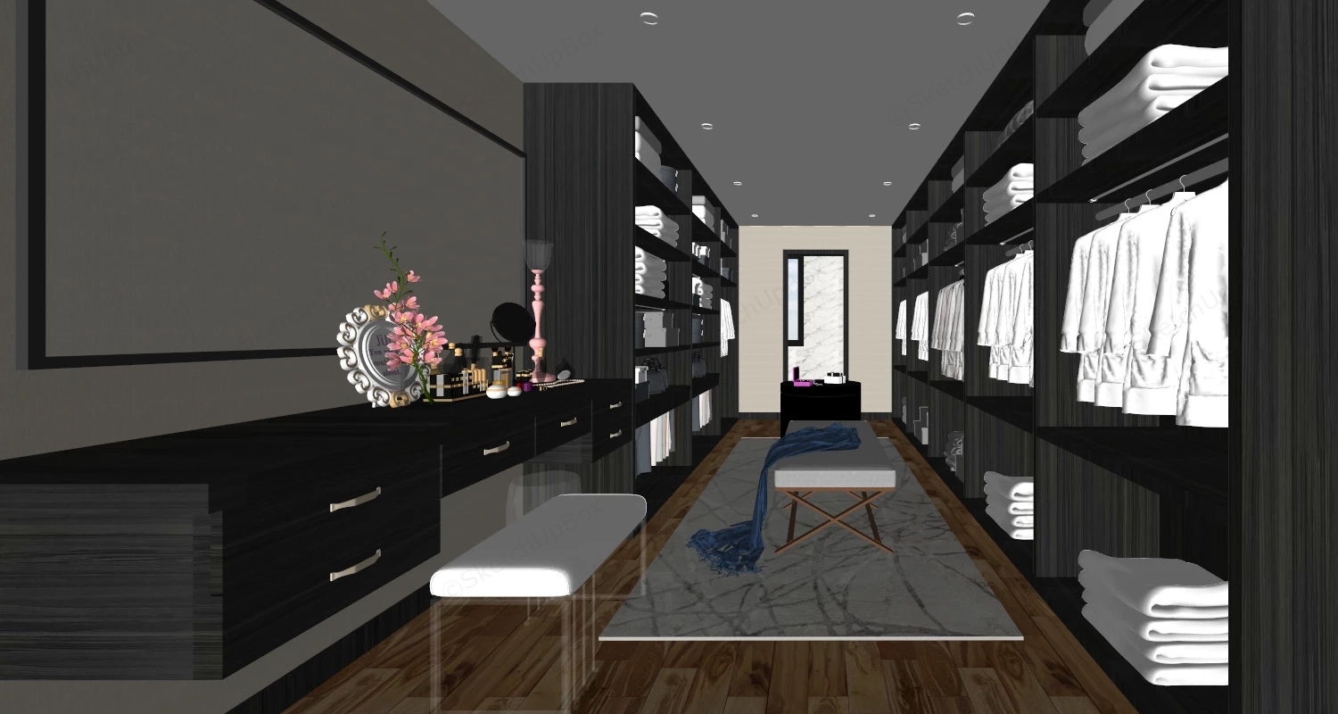 Black And White Dressing Room sketchup model preview - SketchupBox
