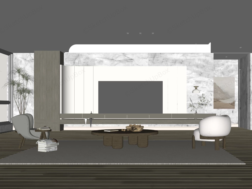 Minimal Decor Living Room sketchup model preview - SketchupBox