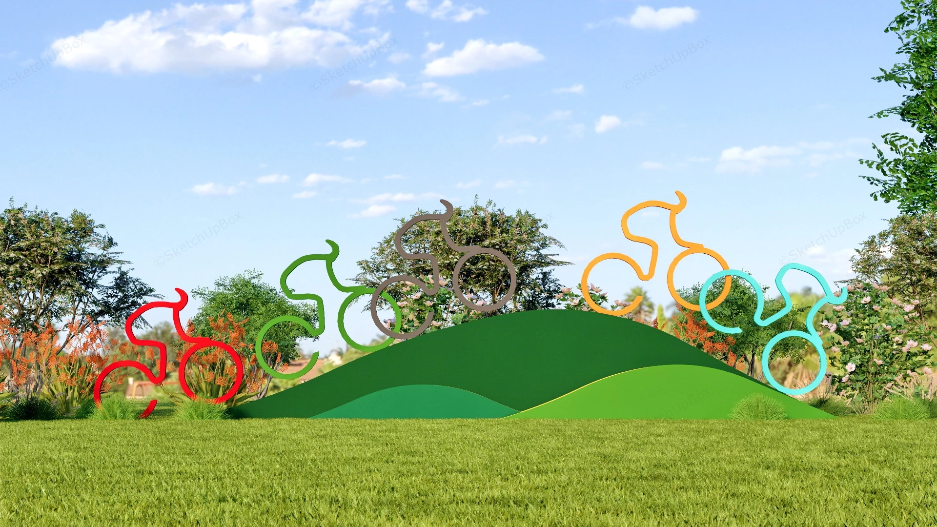 Sports Park Cycling Art Sculpture sketchup model preview - SketchupBox