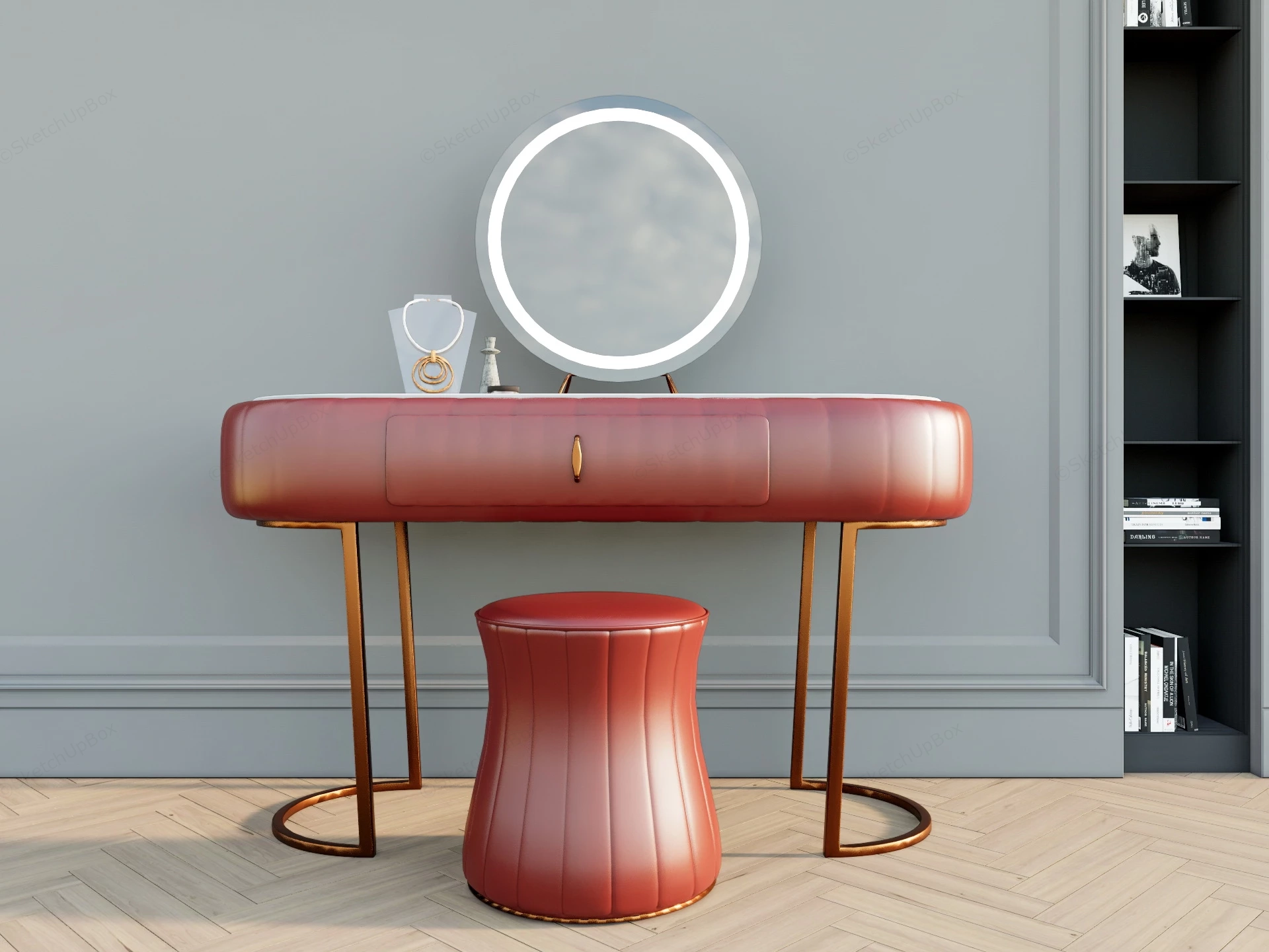 Red Makeup Vanity Set sketchup model preview - SketchupBox