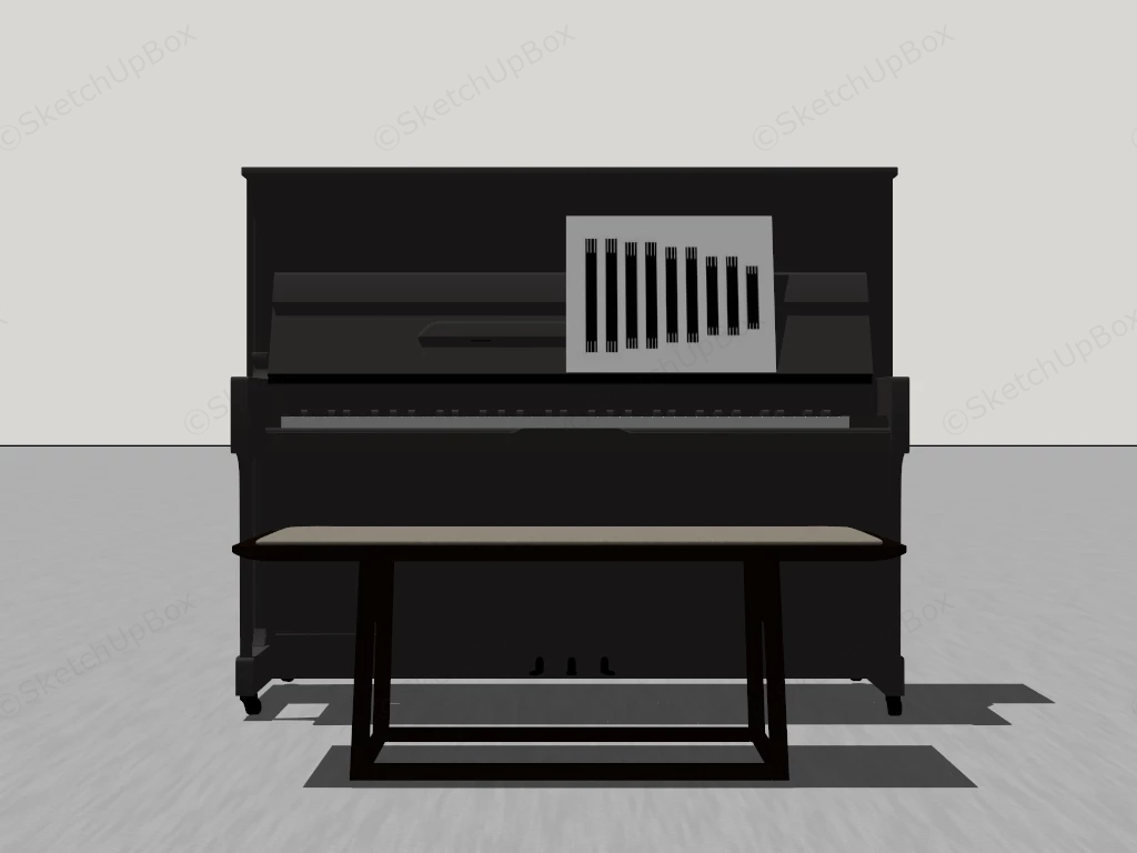 Black Upright Piano sketchup model preview - SketchupBox