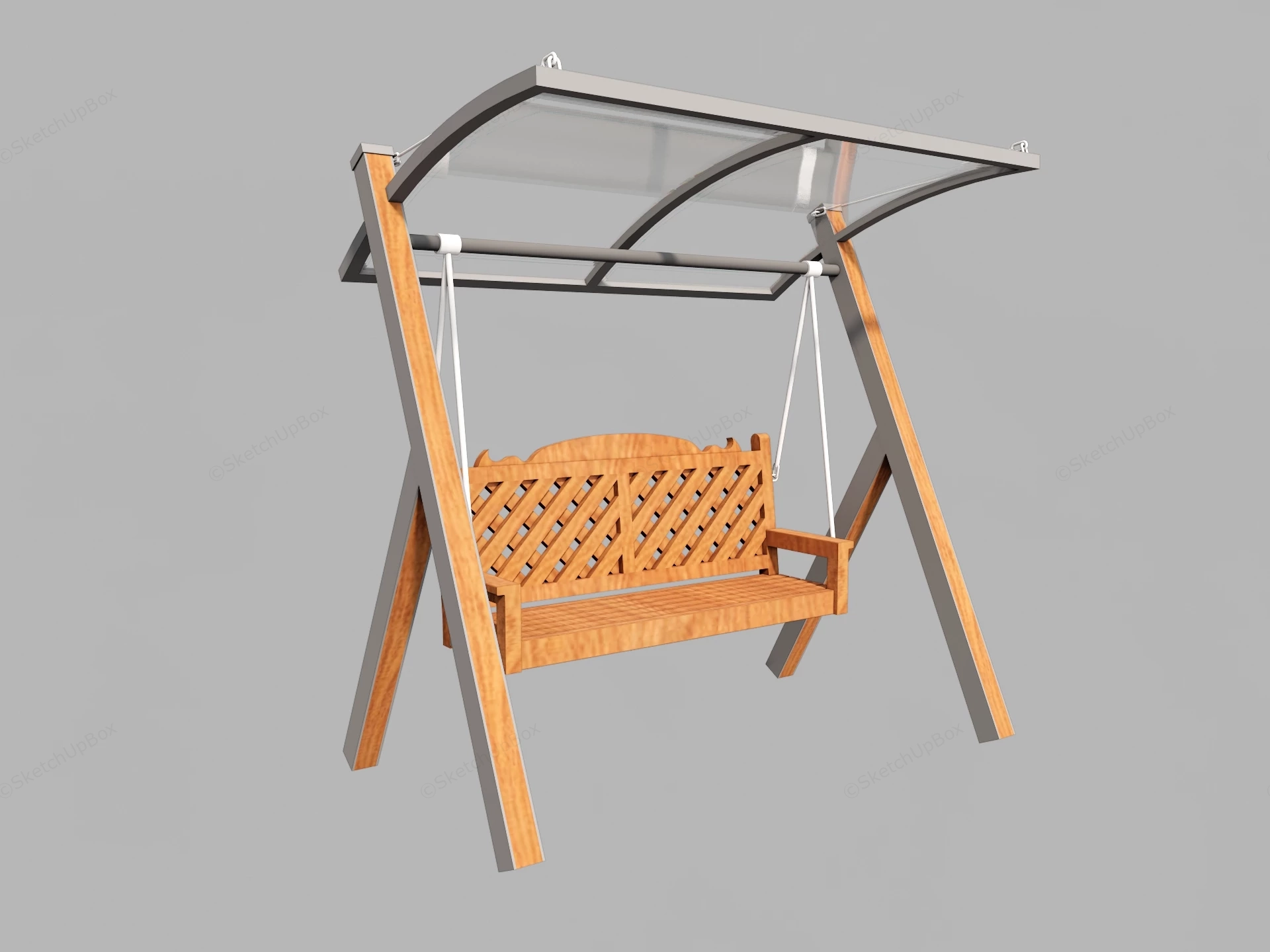 Wooden Garden Swing With Canopy sketchup model preview - SketchupBox