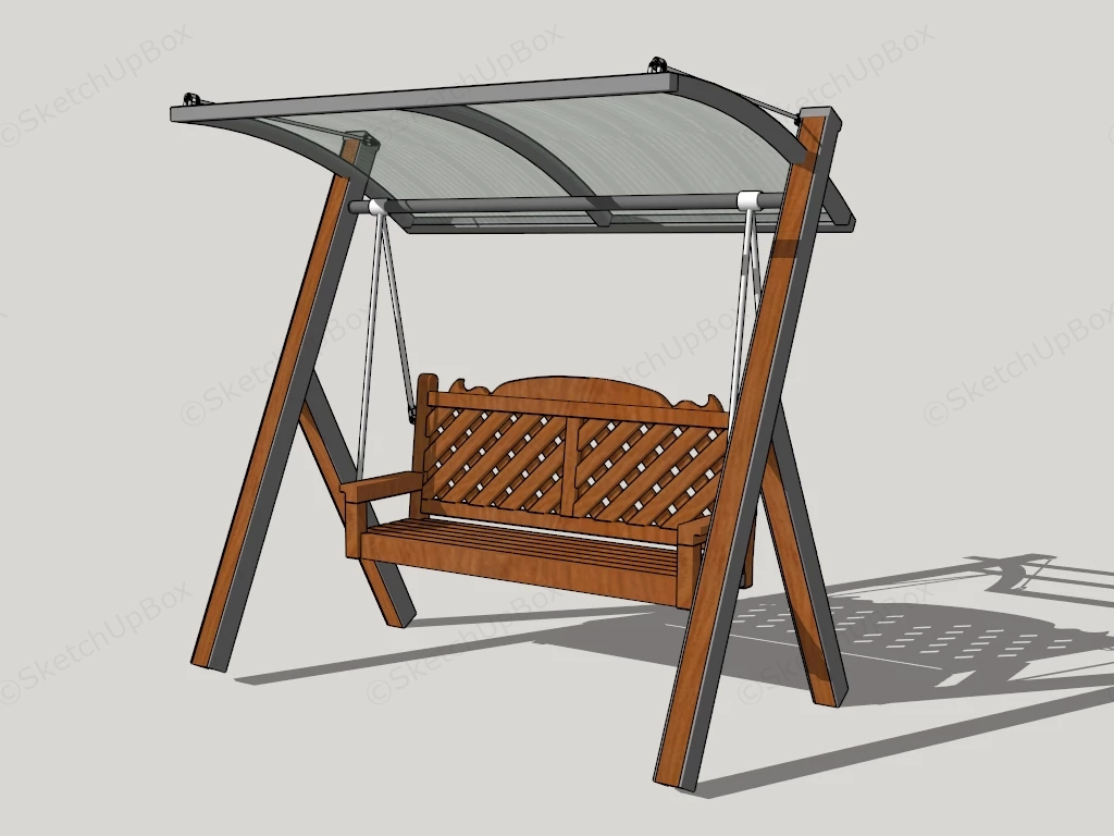 Wooden Garden Swing With Canopy sketchup model preview - SketchupBox