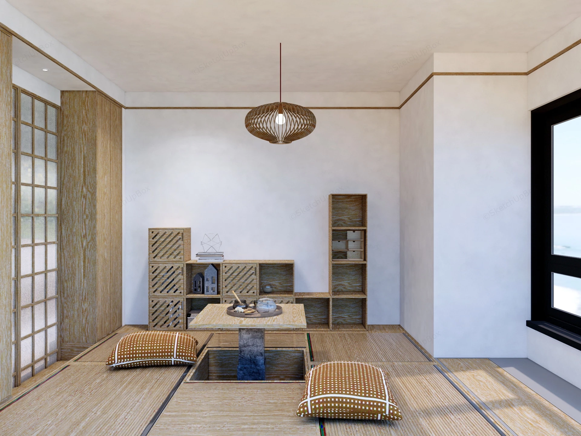 Japanese Tea House Interior sketchup model preview - SketchupBox
