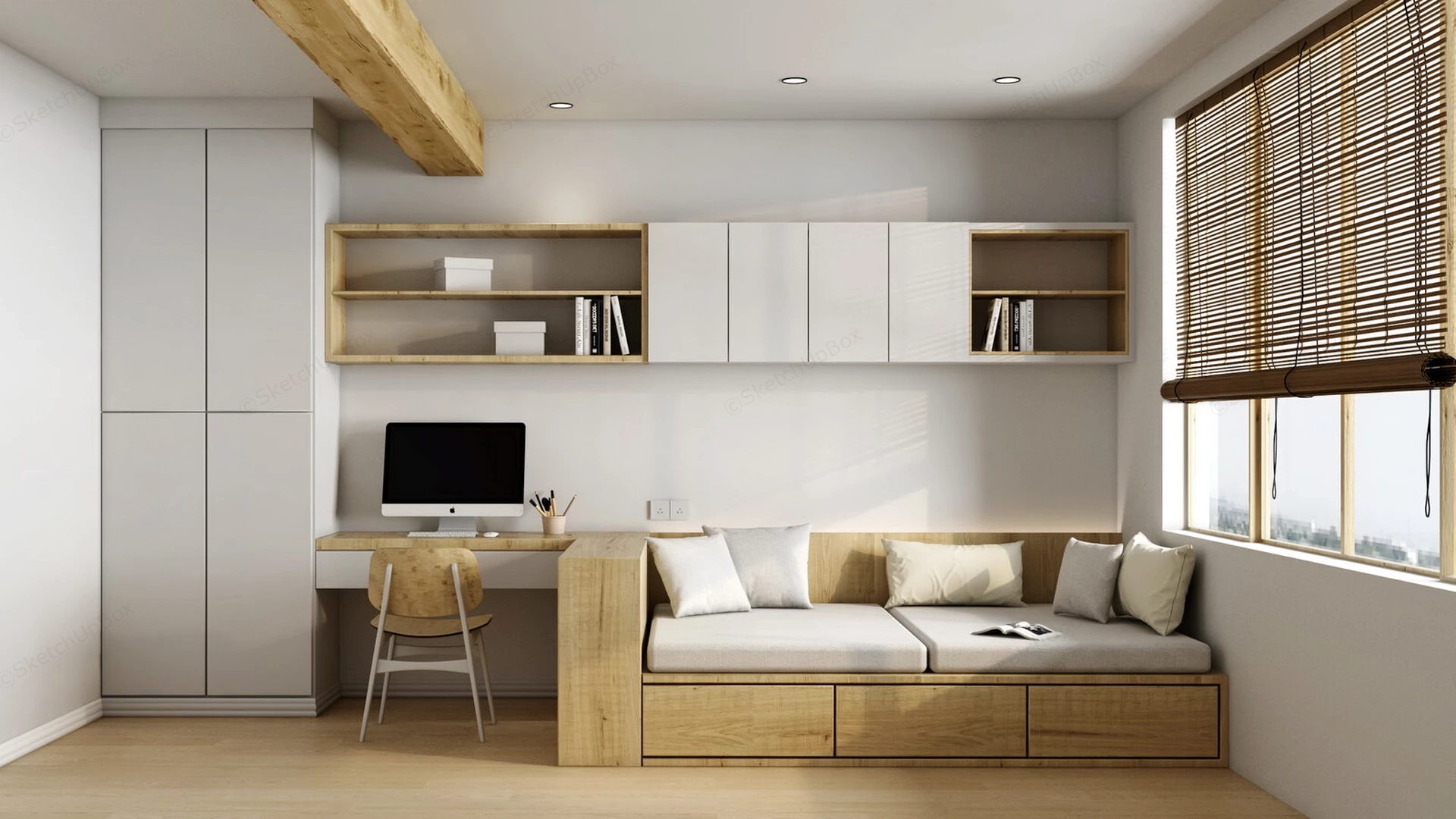 Zen Home Office Design Idea sketchup model preview - SketchupBox