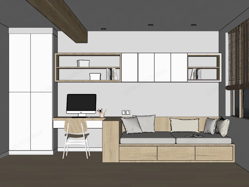 Zen Home Office Design Idea sketchup model preview - SketchupBox
