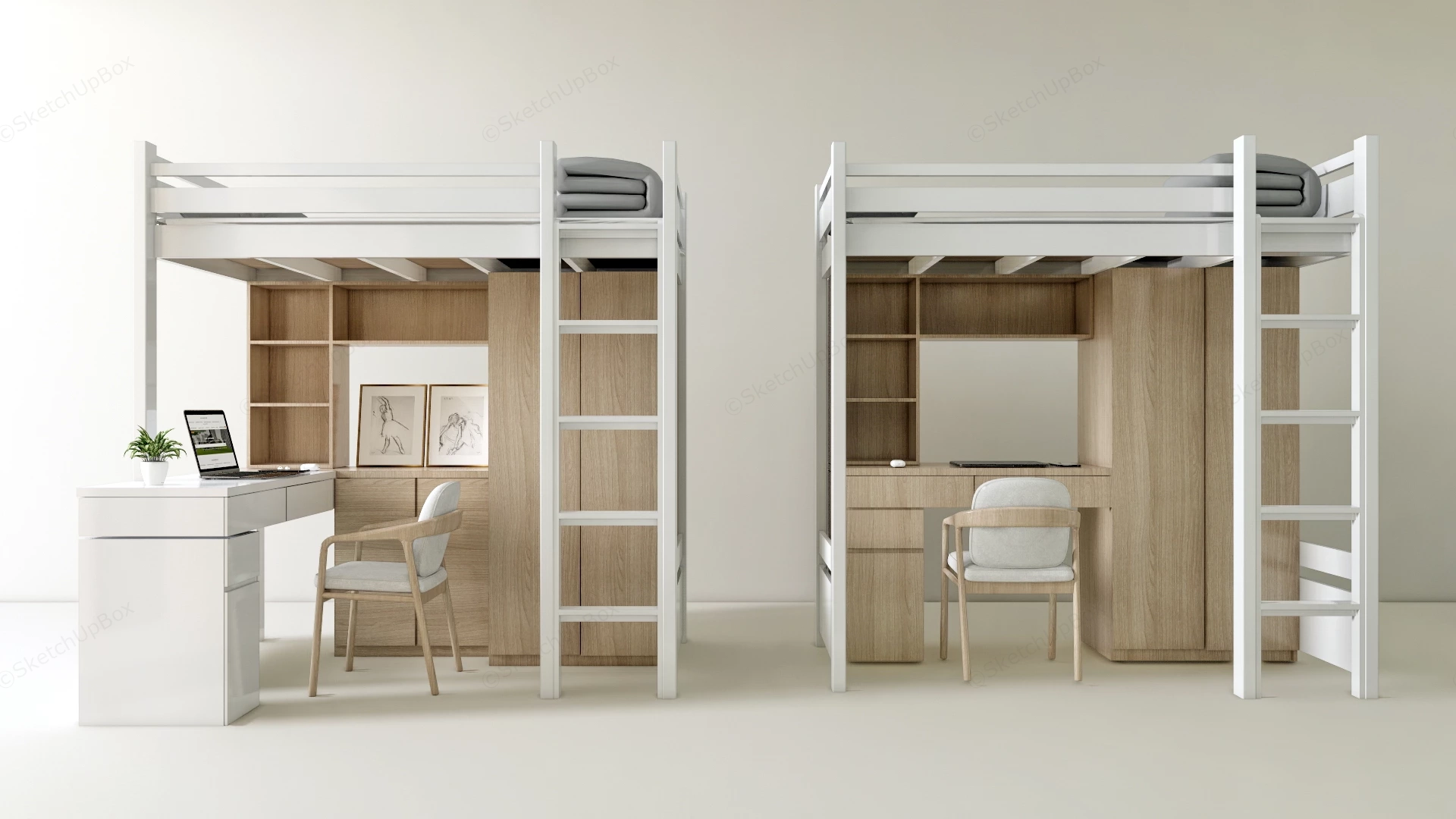 College Dorm Loft Beds sketchup model preview - SketchupBox