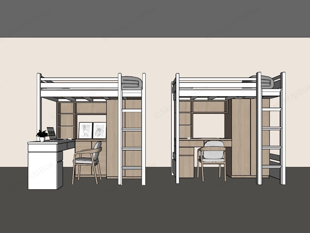 College Dorm Loft Beds sketchup model preview - SketchupBox