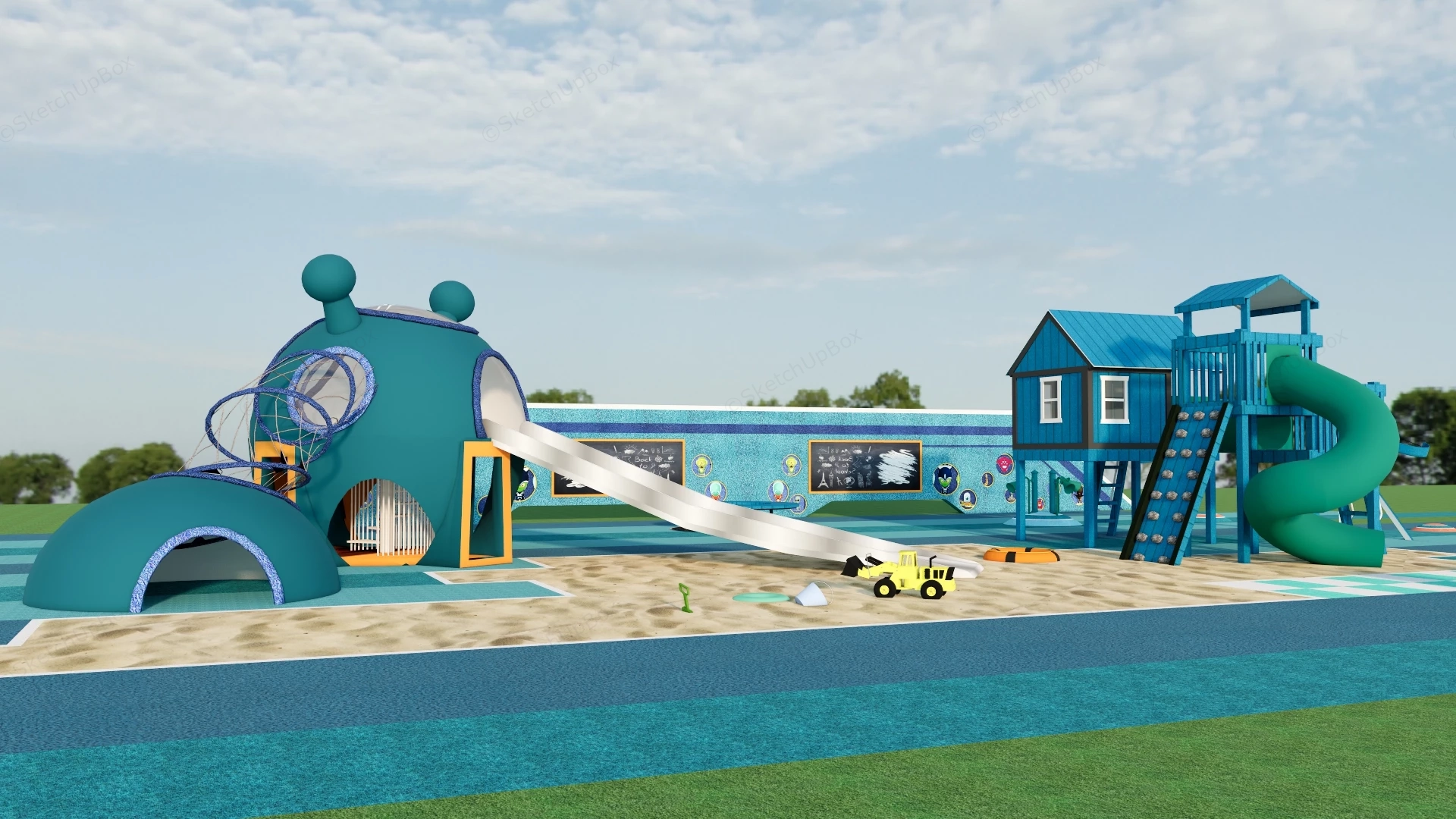 Neighborhood Playground With Sandpit sketchup model preview - SketchupBox