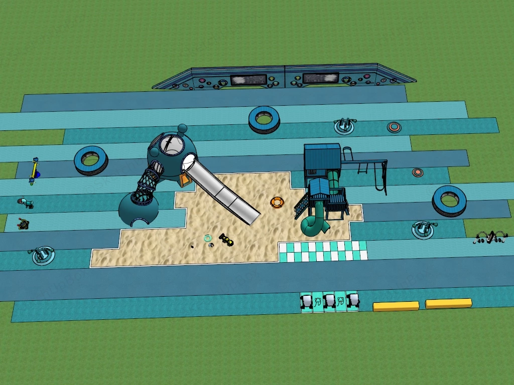Neighborhood Playground With Sandpit sketchup model preview - SketchupBox