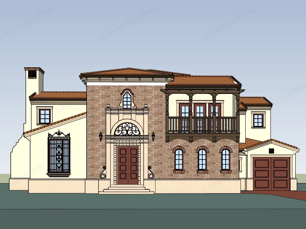 Spanish Style Home sketchup model preview - SketchupBox