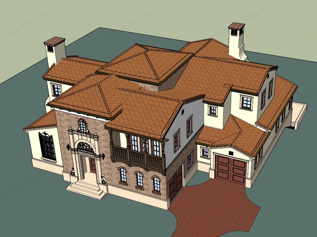 Spanish Style Home sketchup model preview - SketchupBox