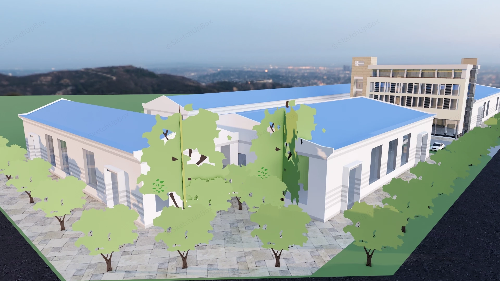 Contemporary Factory Buildings sketchup model preview - SketchupBox