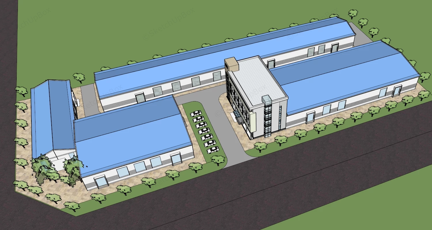 Contemporary Factory Buildings sketchup model preview - SketchupBox
