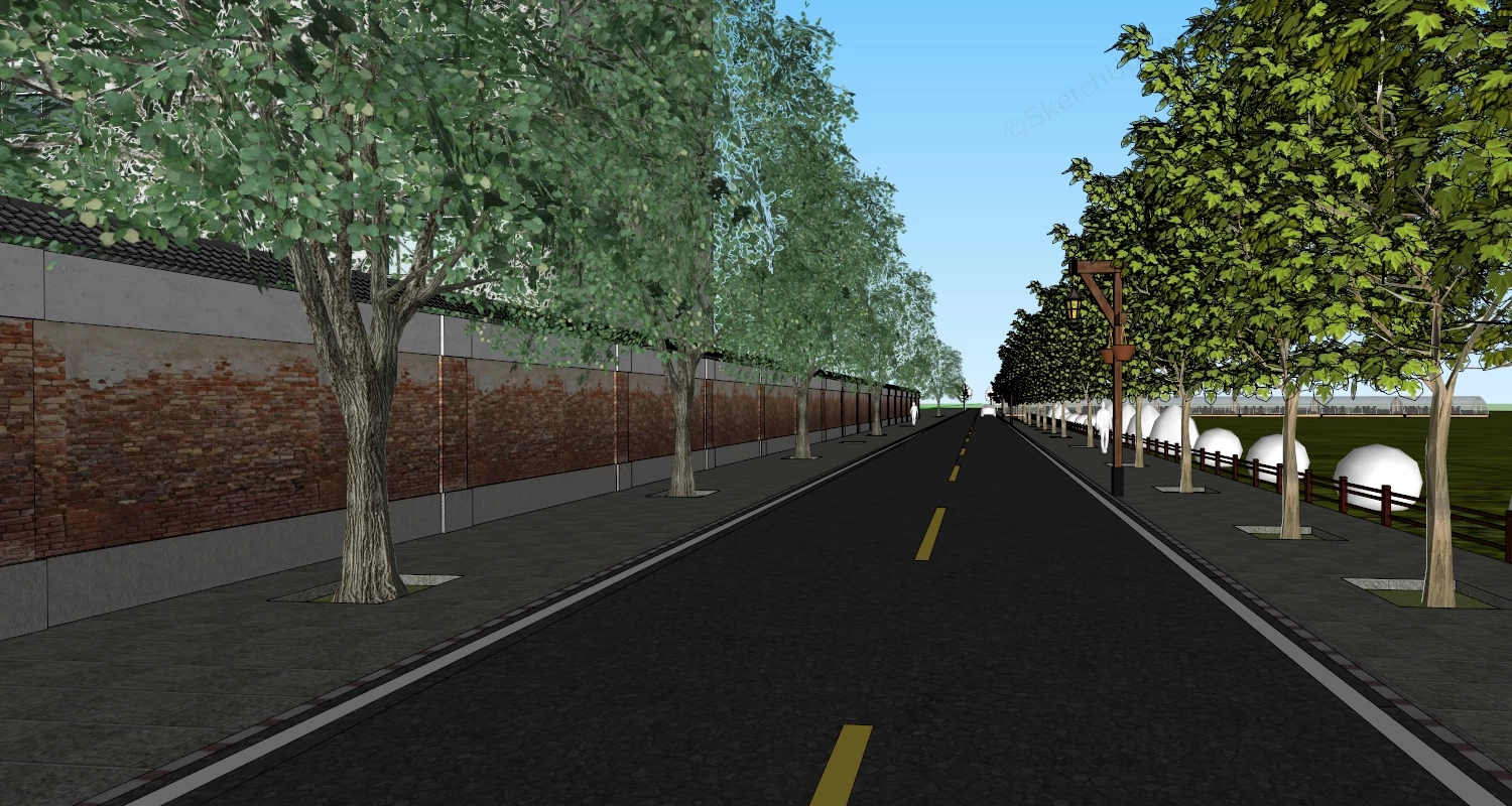 Urban Road Greening sketchup model preview - SketchupBox