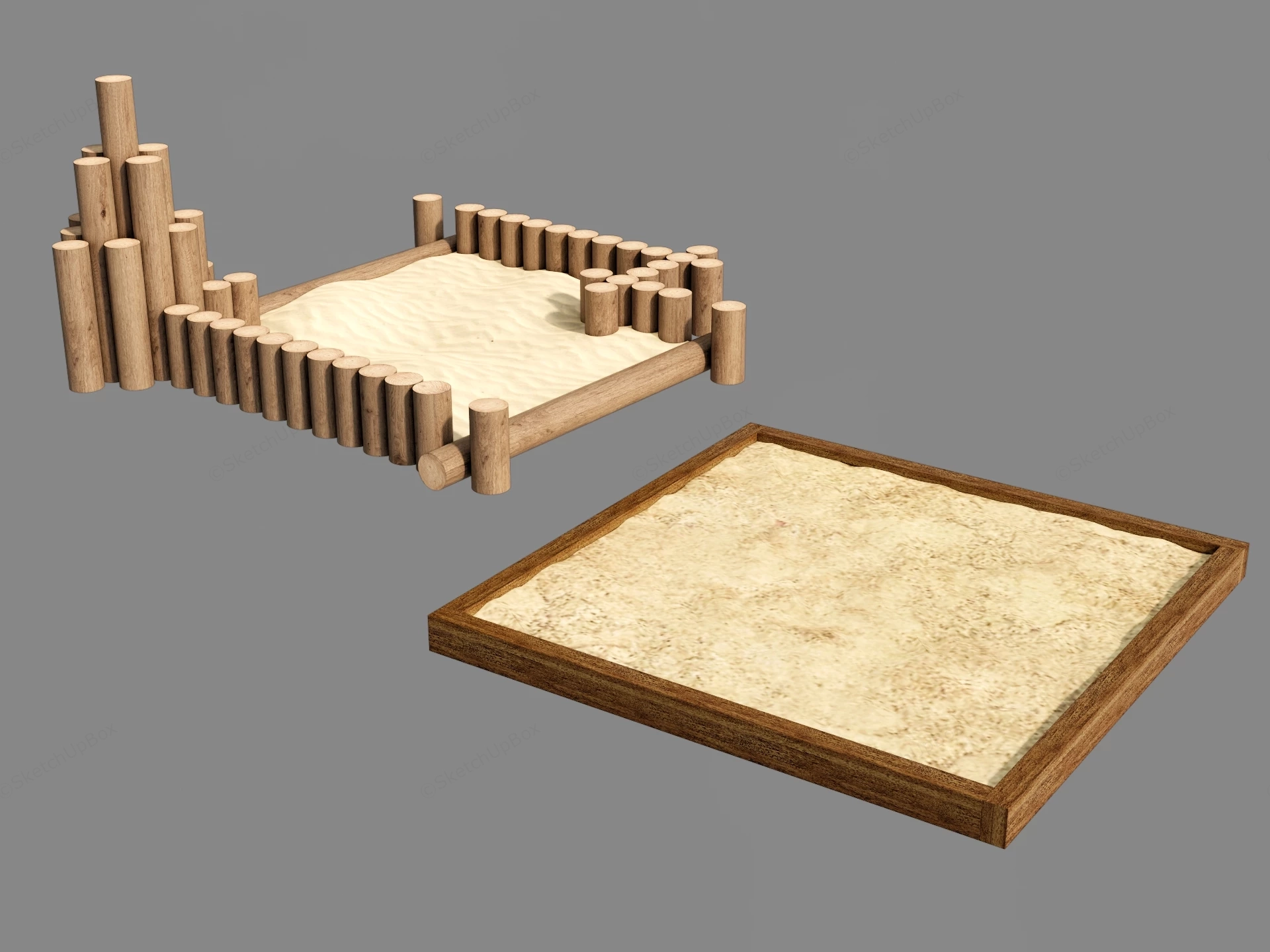 Wooden Outdoor Children Sand Pit sketchup model preview - SketchupBox