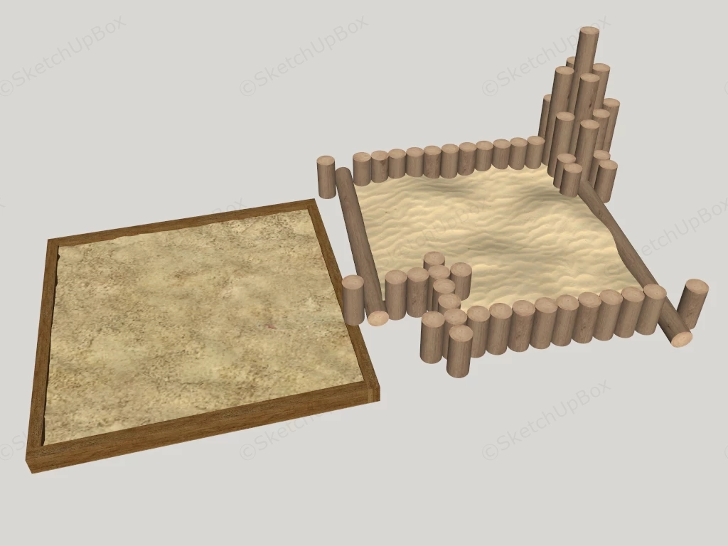 Wooden Outdoor Children Sand Pit sketchup model preview - SketchupBox